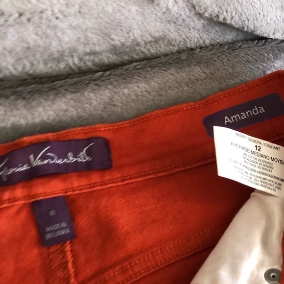 𝅺GLORIA Vanderbilt Amanda jeans pants  size 12 rust orange - Picture 3 of 6